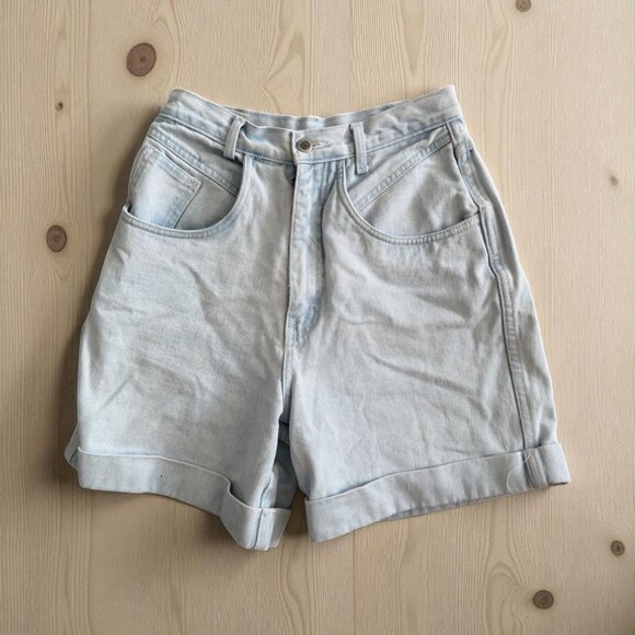 BILL BLASS Vintage Light Wash Cuffed 100% Cotton High Waist Jeans Shorts Size 6 - Picture 1 of 10